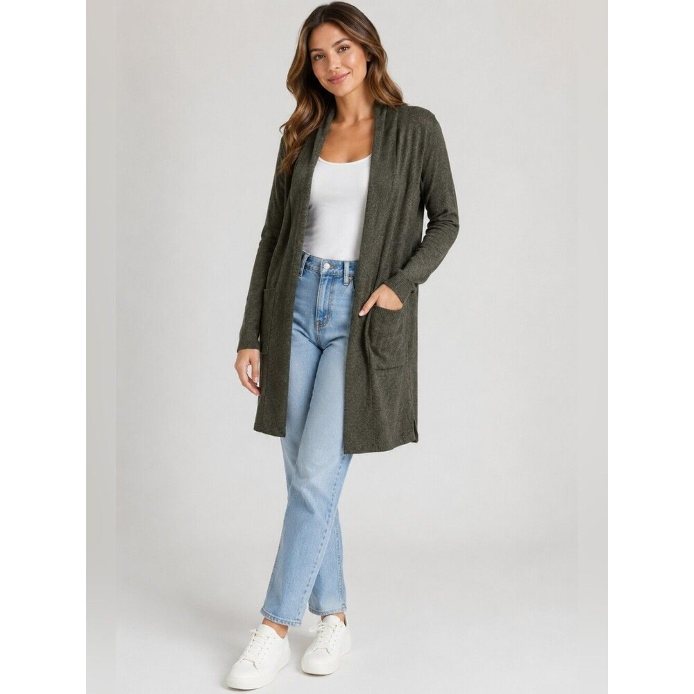 NWT Pink Clover olive army green open front Cardigan Sweater long  logenlook S